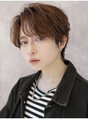 韓国ヘアカルマパーマコンマバングセンターパート黒髪ウルフ