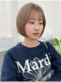 ハイトーンボブ_黒髪ボブルフネビージュ小顔ワンレン
