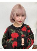 ピンクベージュ/韓国風ボブ/タンバルモリ