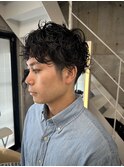 メンズツーブロックミディアムカルマパーマボブマッシュウルフ