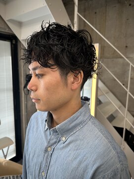 サイン 渋谷(SIGN) メンズツーブロックミディアムカルマパーマボブマッシュウルフ