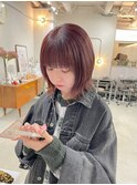 20代大人可愛いレイヤーショートボブピンクブラウン【ノグチ】