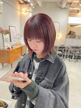 ヘアー アイス カンナ(HAIR ICI Canna) 20代大人可愛いレイヤーショートボブピンクブラウン【ノグチ】