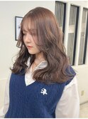 柔らかウェーブ/フェイスレイヤー/透明感ブラウンベージュ