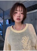顔周りレイヤーカットくびれヘアミルクティーベージュカラー韓国