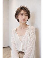 バグズ ヘアデザイン 桔梗が丘店(Baguz HAIR DESIGN)&nbsp;丸みショートハンサムショートシースルーバング小顔ボブ透明感艶