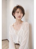 丸みショートハンサムショートシースルーバング小顔ボブ透明感艶