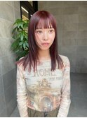 【snuw mina】ワインレッドカラー×顔まわりレイヤー/伏見