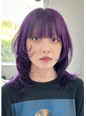 パープルカラーダブルカラーインナーカラーケアブリーチ