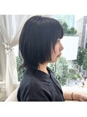 黒髪×顔まわりレイヤーボブ