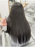 グレージュ　透け感カラー　ブリーチなしダブルカラー