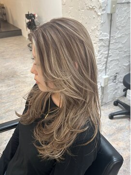 ブレンド 渋谷(BLend) ホワイトグレージュミニウルフデジタルパーマチェリーブラウン