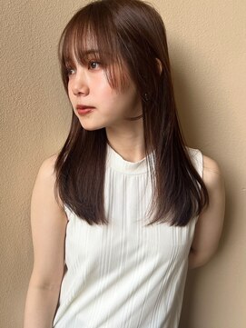 フリー(Free) ナチュラル顔まわりレイヤー暗めカラーグランマッシュ