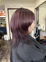 ロール(ROLL)&nbsp;ピンク　裾カラー　ベリーピンク　ブリーチ　カラー　福岡