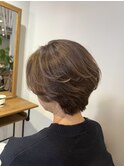 くびれショート×白髪ぼかしハイライトミルクティー