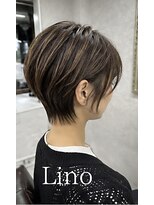 髪質改善Lino hair/縮毛矯正/白髪ぼかし/ハイライト/メンズカット【リノヘア】 コントラストハイライト/耳掛けショートレイヤー/くびれショート