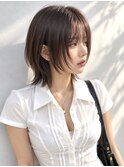 顔まわりレイヤー美シルエットウルフ顔まわりレイヤーグレージュ