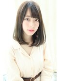 サラツヤ内巻きミディアム☆斜めバングが大人可愛い