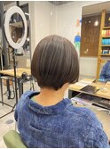 大人ナチュラルショート/丸みショート/オリーブブラウン