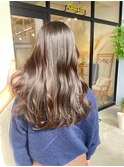 レイヤーロングxグレージュカラーx韓国ヘアxグレージュベージュ
