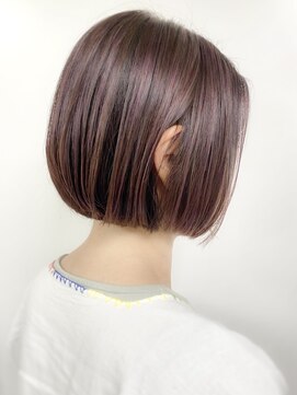 モリオフロムロンドン 原宿本店(morio from London) 【morio原宿】顎ラインボブ ハイライトカラー パープル