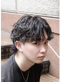 ツーブロックシャドウパーマメンズマッシュウルフ
