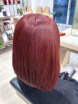 アッシュ 高幡不動店(Ash) ダブルカラーレッドブラウン赤髪推しカラーロングボブ