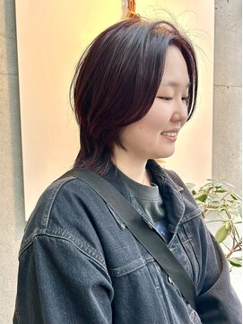 エクテ(ecouter) シャギーウルフハイレイヤーウルフシャギーカットボルドー