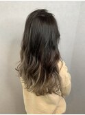 グラデーションアッシュベージュ ゆるふわウェーブロング 3