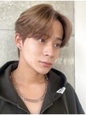 韓国風メンズミルクティーベージュダブルカラーハイトーンカラー