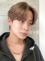 韓国風メンズミルクティーベージュダブルカラーハイトーンカラー