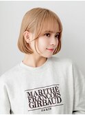 レイヤーボブ/顔周りレイヤー/ミルクティーベージュ/ブリーチ