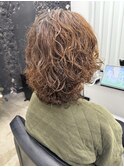 □ミルクティーダークブルーデジタルパーマワンホンレイヤー