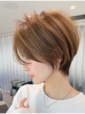 30代40代50代ショート似合わせ白髪ぼかし前髪あり髪型