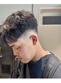 銀座メンズカットフェード無造作パーマスパイラルパーマ