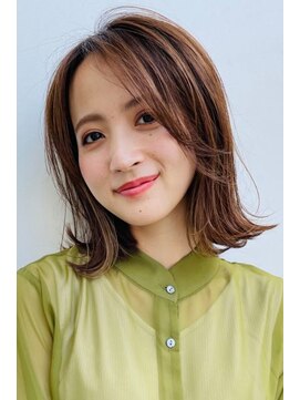 パザパ 嶋店(pa.za.pa) 前髪長めの韓国風外はねボブ/オレンジブラウン/20代30代40代