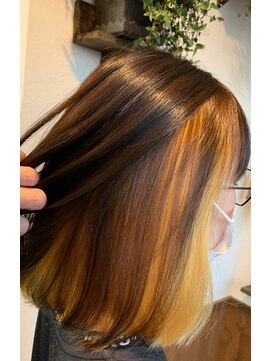 ヘアーサロン プアメリア(Puamelia) セクションカラー小顔ハイライトカラー透け感×インナーカラ