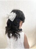 キッズセット　結婚式ヘアセット　ハーフアップ子供ヘアアレンジ