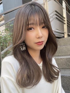 ロンドシェリ 仙台(Lond Cheri) ブリーチなしグレージュカラー×前髪/顔周り×韓国ロング[仙台]