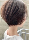 かきあげ前髪小顔まわりつや髪骨格補正丸みショートボブヘア