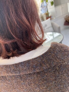 ミルメルシー(Mille mercis) ミディアムレイヤー/外ハネボブアレンジ/暖色カラー