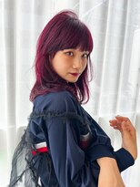 ネス(ness)&nbsp;レッド/ワイドバング/ダブルカラー/ハイトーン/ケアブリーチ