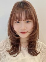 ウルフレイヤー/顔まわり/オレンジ/暖色/フルバング/小顔ヘア