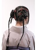 卒業式 袴着付け ヘアセット アレンジ カチモリ 韓国風 小学生
