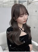 透明感グレージュカラー/艶カラー/韓国くびれヘア/表参道