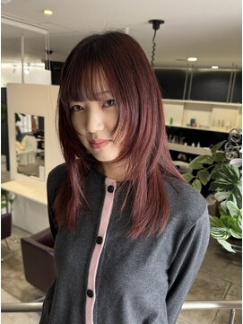 レイヤー×ワインレッド