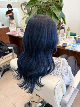 ブリーチダブルカラー/ブルーブラック/ロングレイヤー