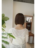 切りっぱなしボブ　ナチュラルブラウンカラー　鹿児島ボブ