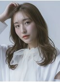大人可愛いウェーブロング20代30代◎前髪あり透明感ベージュ成増