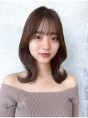 ひし形シルエット鎖骨下くびれヘア大人ミディアムレイヤー表参道